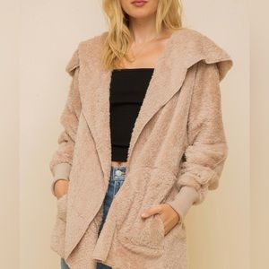 Hem & Thread Cozy Fleece Long Sleeve Hoodie Open One-Size Jacket